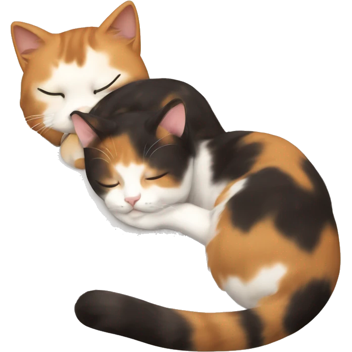 Calico cat sleeping with a girl who la white and has dark brown hair   emoji