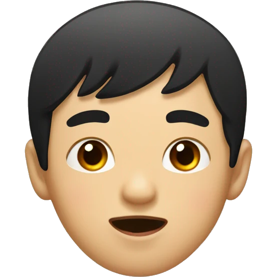 cute asian male with  brown eyes and black bangs, sticking out his tongue emoji
