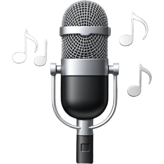 microphone with musical notes around emoji