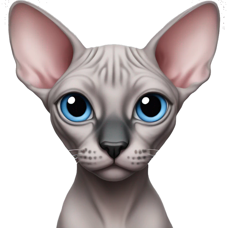 Pink grey canadian sphynx cat with blue eyes and black nose emoji