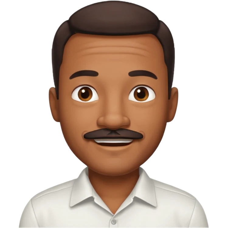 black dad with chin mustache smile warmly in white shirt emoji