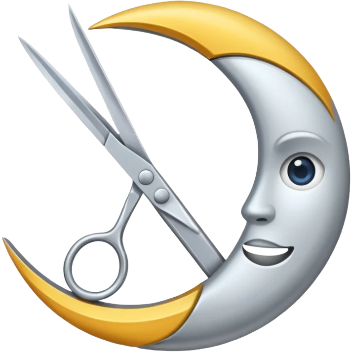 Scissors cutting moon emoji