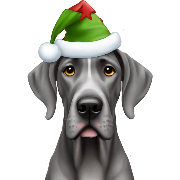 Grey Great dane with a Christmashat emoji