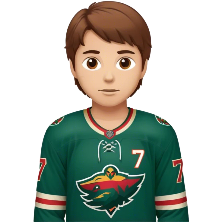 Minnesota wild hockey player #7 on jersey with faber on back and brown hair emoji