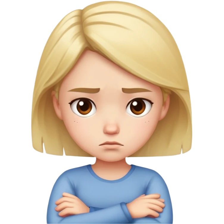 Angry girl with crossed arms, frowning face emoji