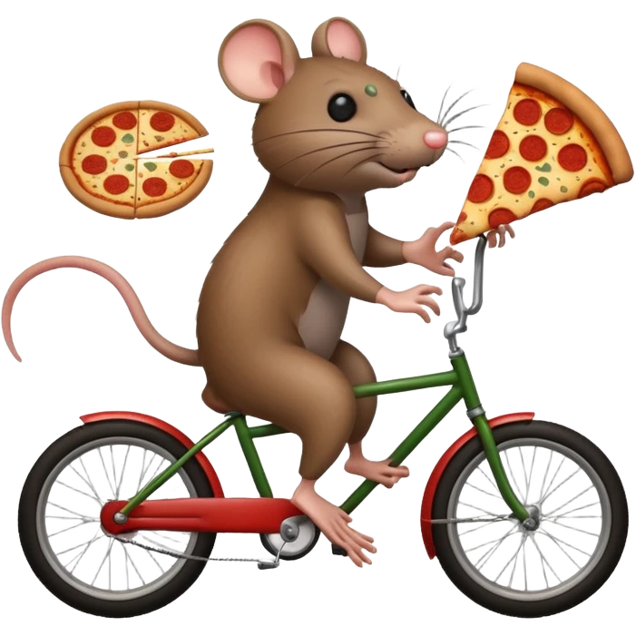 rat stealing pizza on a bike, 4 legs emoji