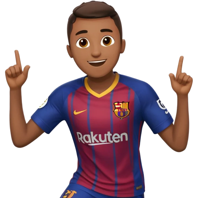 Lamine Yamal celebrating a goal, wearing the 2025 Barcelona kit, iOS style emoji, HD, precise, energetic pose emoji