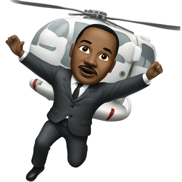 MLK Jr. jumping out of a helicopter with a parachute  emoji
