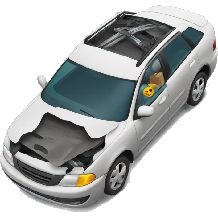 a broken-down car with the hood open emoji