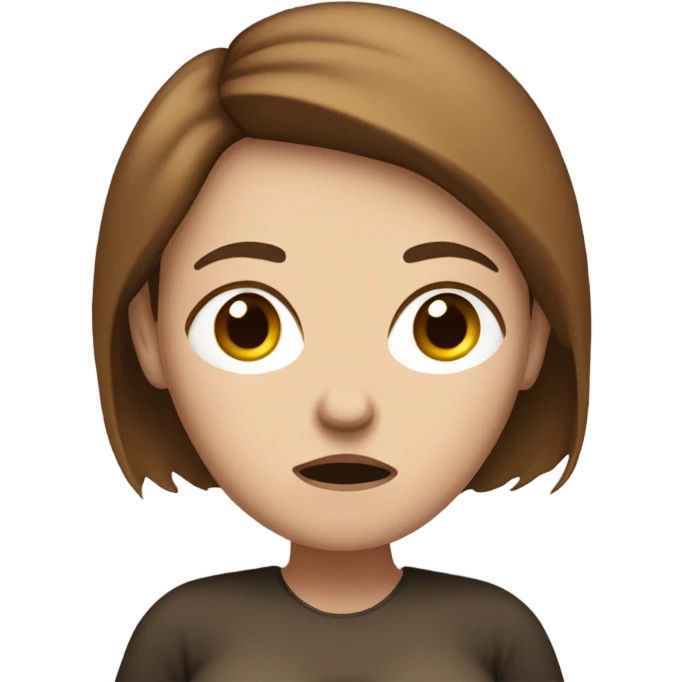 Uncomfortable and angry white pregnant woman with brown hair emoji