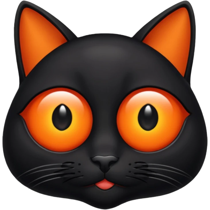 Чёрный кот у которого один глаз красный  а второй оранжевый emoji