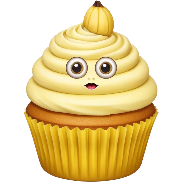 huge mustached banana cupcake big eyes emoji