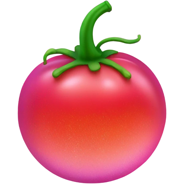 Entire Hot pink ombre tomato with glitter and green stem emoji