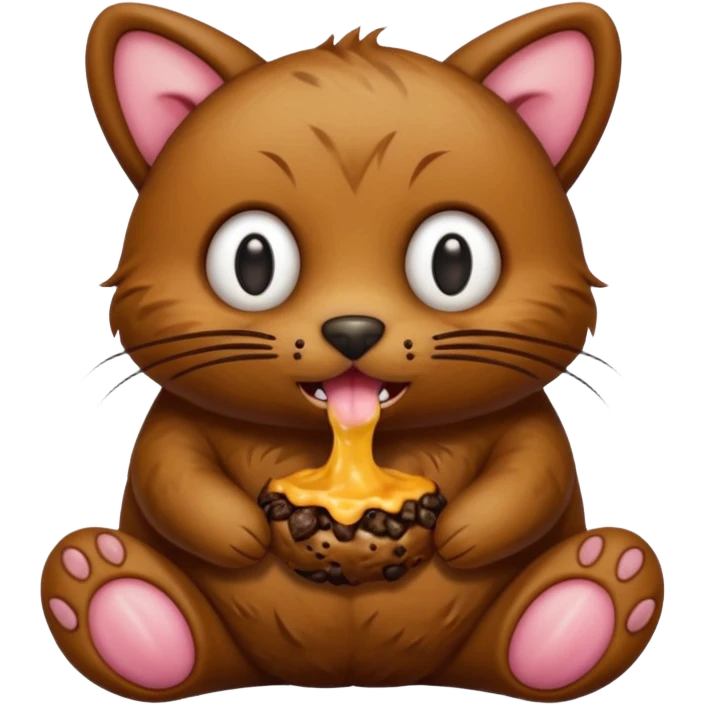 Bottomless bear poop shaped into a cat that eats rats emoji