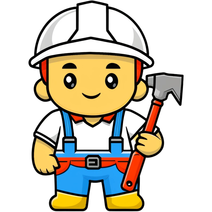 Ukrainian builder in traditional embroidered vyshyvanka shirt with construction helmet and tools emoji