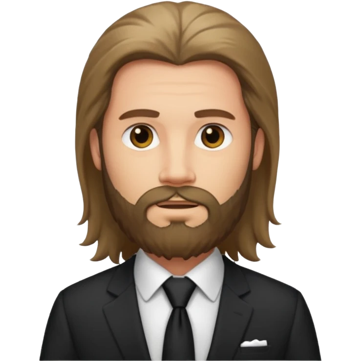 long haired bearded man with suit emoji