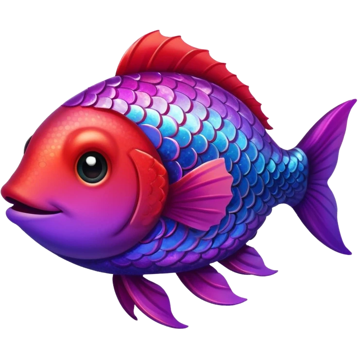 color gradient between red and purple glitter cute happy fish emoji