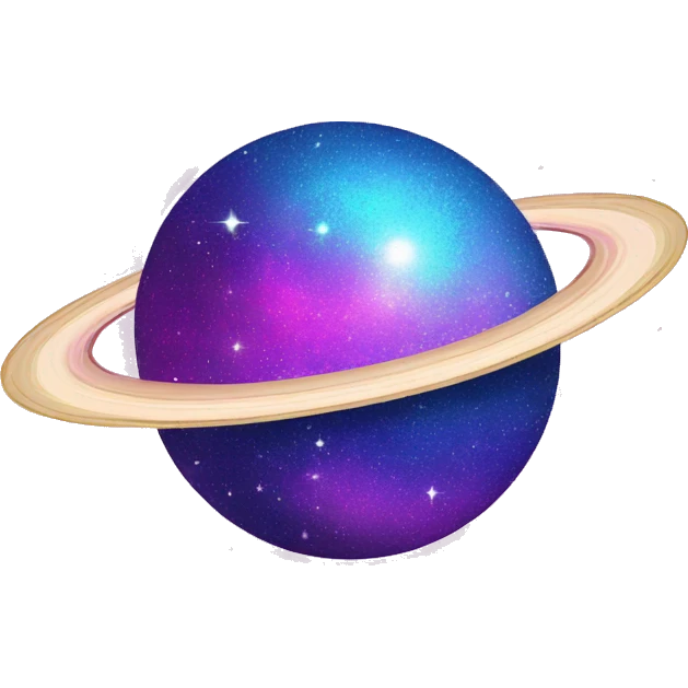 sparkly glittery blue purple and pink glitter planet with saturn ring emoji