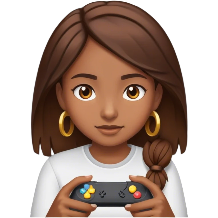 Brown hair girl playing video game emoji