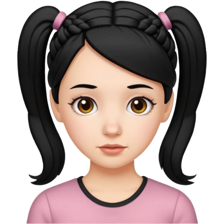 white girl with pig tails haircut black emoji