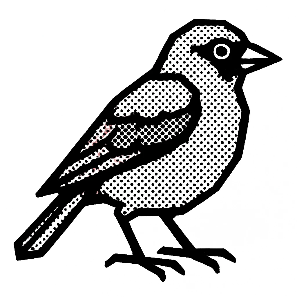 A bird in black-and-white halftone style emoji