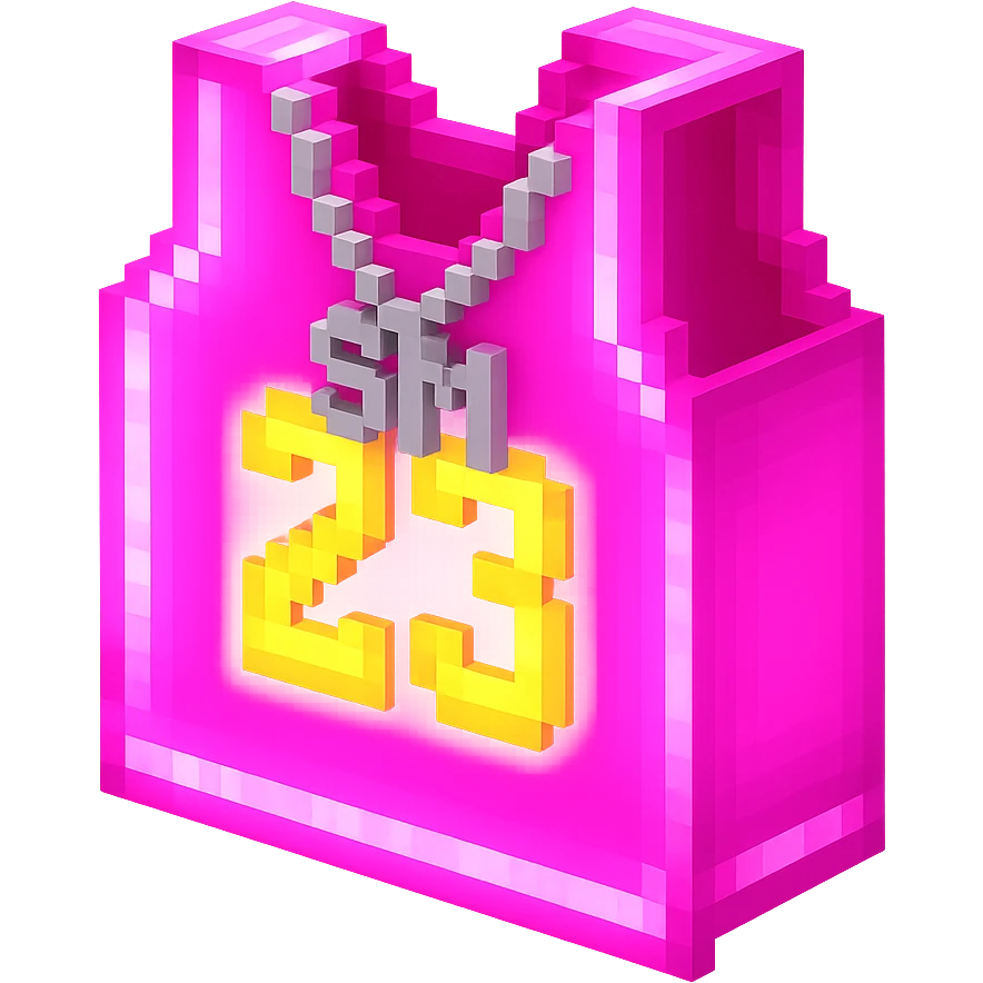 светящейся розовая баскетбольная майка с надписью "23" и серебряная цепь с надписью "SM", no background emoji