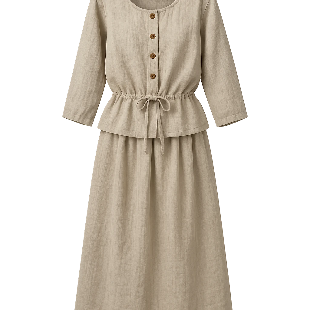 European women's linen outfit, just the clothes, no person, white background emoji