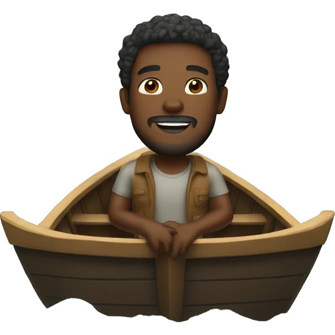 A black man in big wood boat emoji