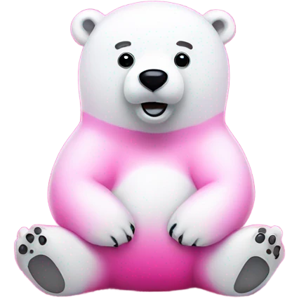 Hot pink polar bear sitting down with glitter emoji
