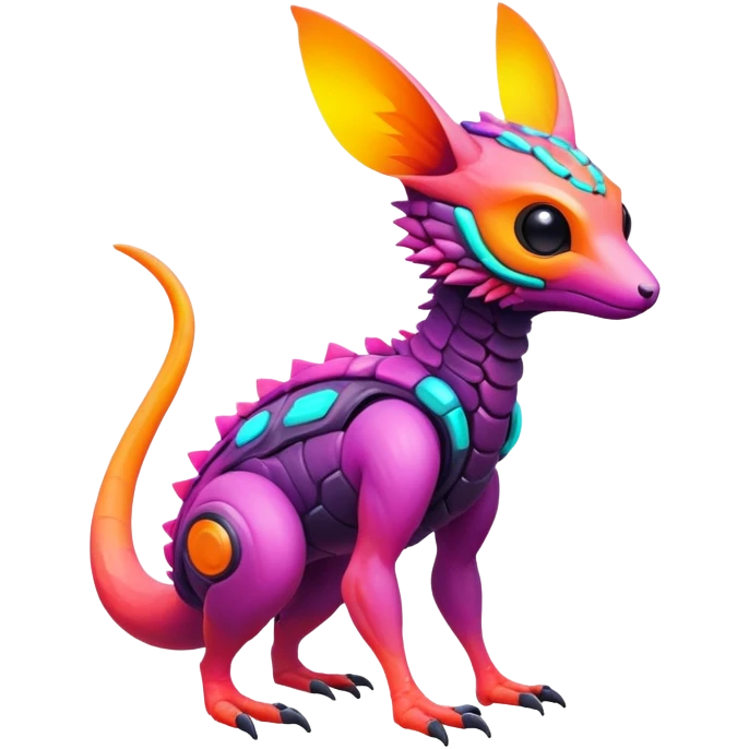 futuristic lush warm-colored neon-colored Fakémon-Trico-creature (full body) emoji
