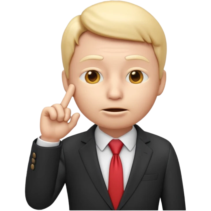3D render of a shushing face emoji 🤫 dressed in a business suit, holding a finger to its lips. representing deceptive corporate marketing compliance. Studio lighting, cinematic realism, subtle irony, professional color grading emoji