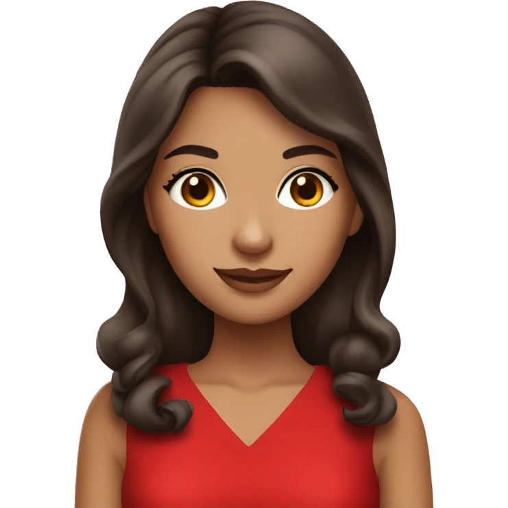 Beautiful brunette girl in a red dress emoji
