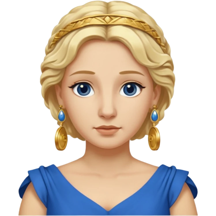 Ancient Roman woman with earrings and blonde hair, blue drees emoji