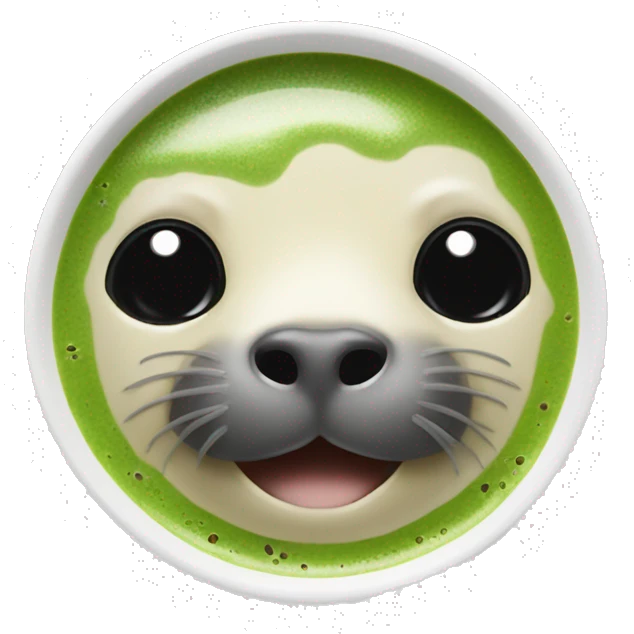 Seal drinking matcha latte emoji