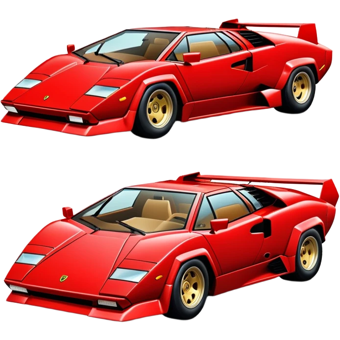 Bright red Lamborghini Countach, classic supercar with wedge shape and low profile emoji