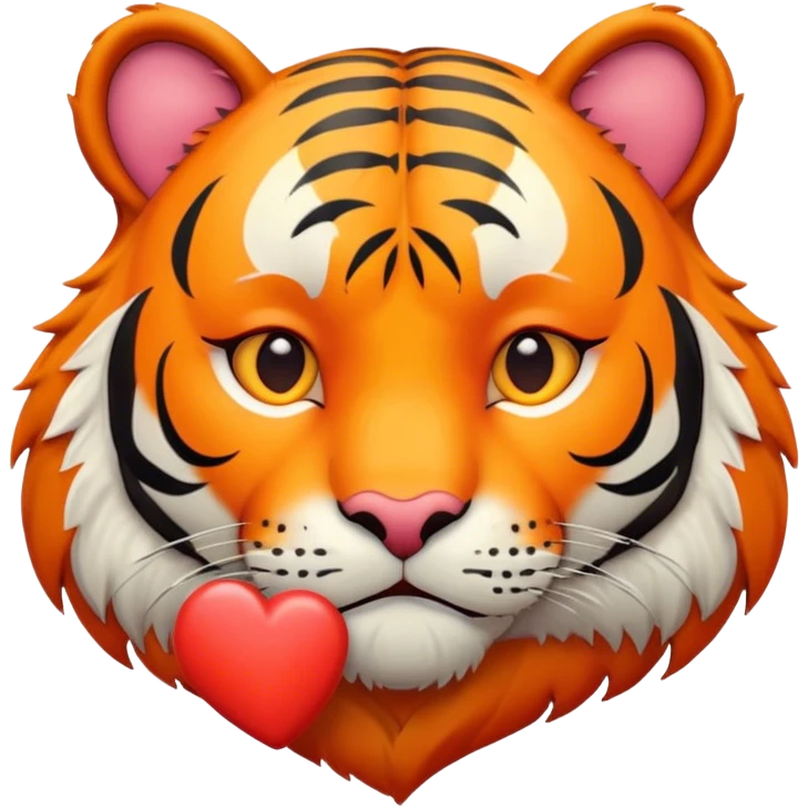 Sad tiger holding heart emoji