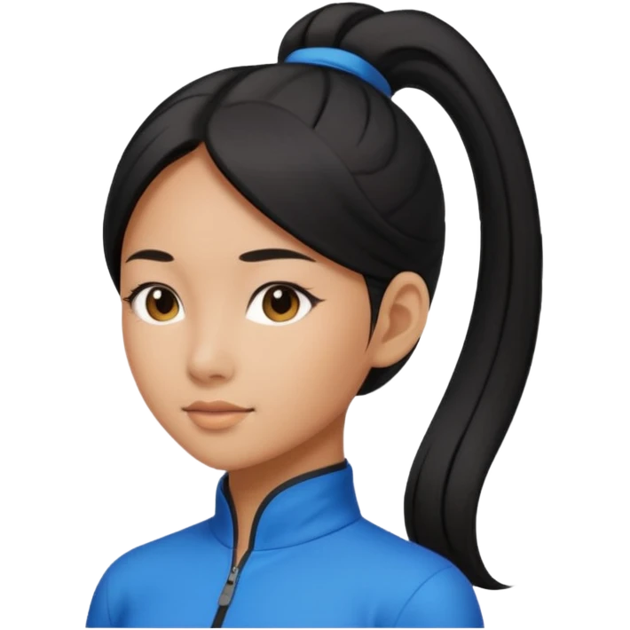 asin girl with black long slick backed hair into tight ponytail  emoji