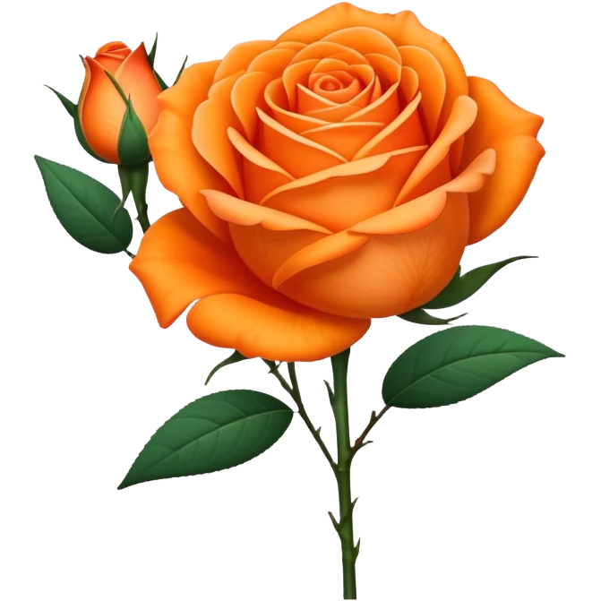 single Vibrant Orange Tea Rose, straight stem emoji