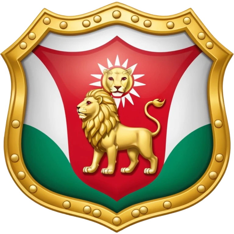 rectangular shield with the flag of Iran, with a lion and a sun emoji