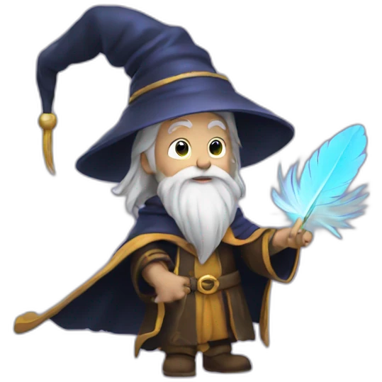 wizard doing magic with a feather emoji