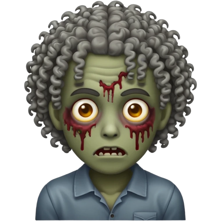 make the iphone zombie emoji and make it lightskin and give it curly hair emoji