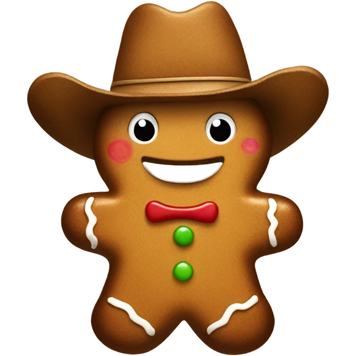 happy gingerbread man with a cowboy hat emoji