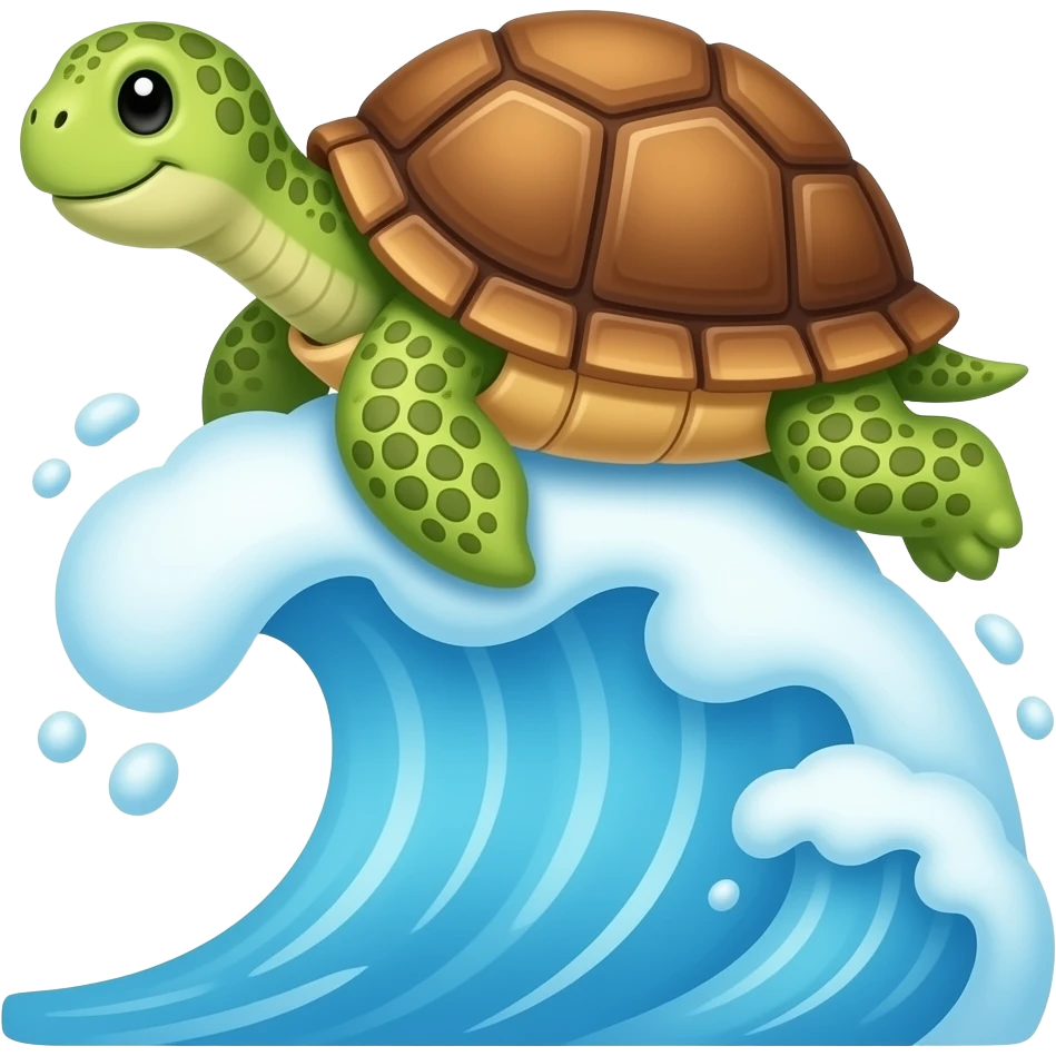 turtle riding a wave in the sky emoji