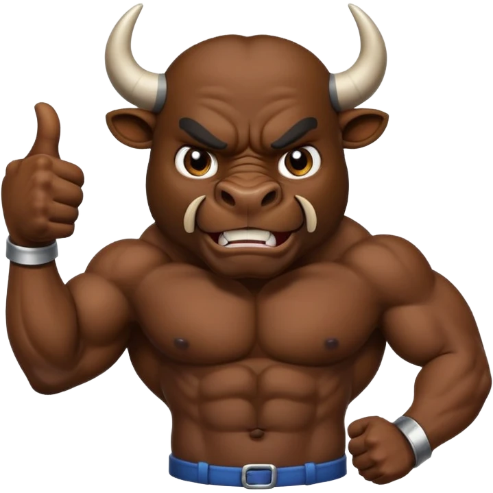 Angry bull emoji showing thumbs up (Like) emoji
