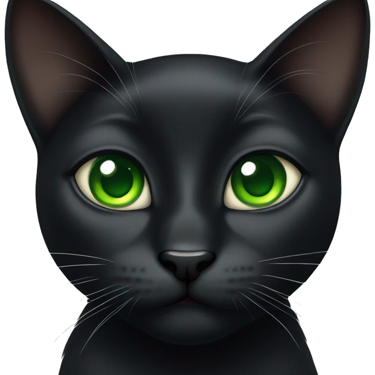 Black cat with green eyes. With a a white diamond shape on his chest  emoji