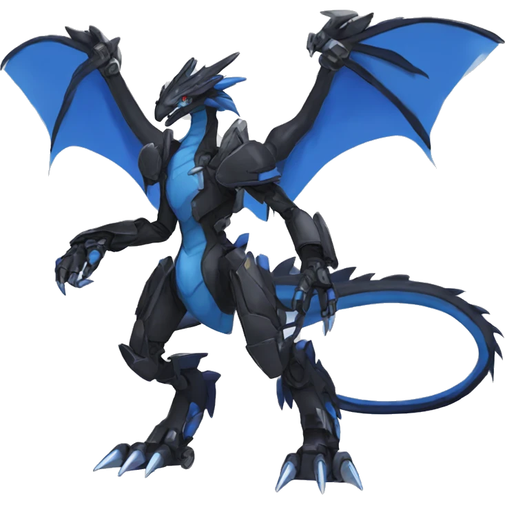  Cool Edgy Black Blue Digimon-Fakemon-Raptor-Dragon-Mecha full body emoji