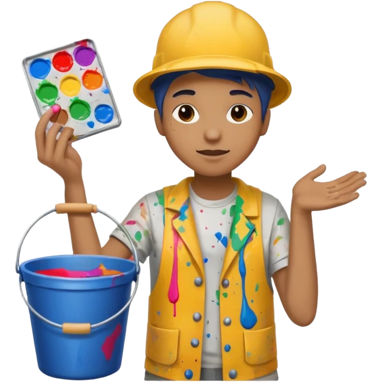 Poster Paster + bucket, Street Artist. emoji