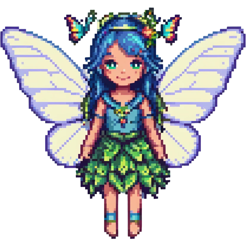 a fairy with butterfly wings, pixel art style emoji