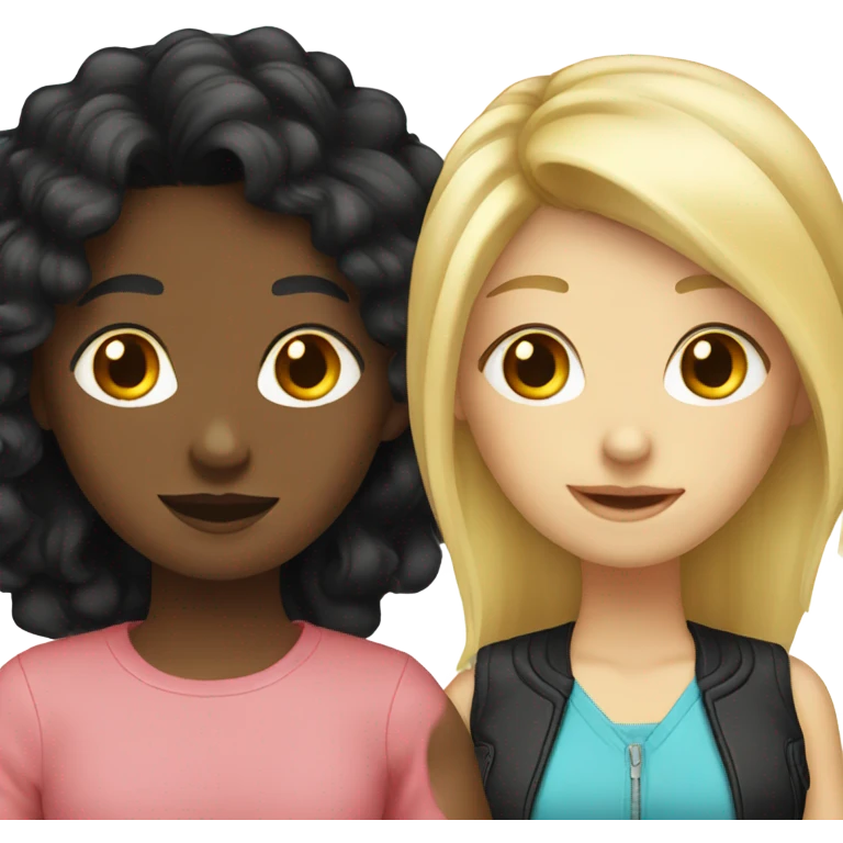 Blonde and black hair best friends emoji