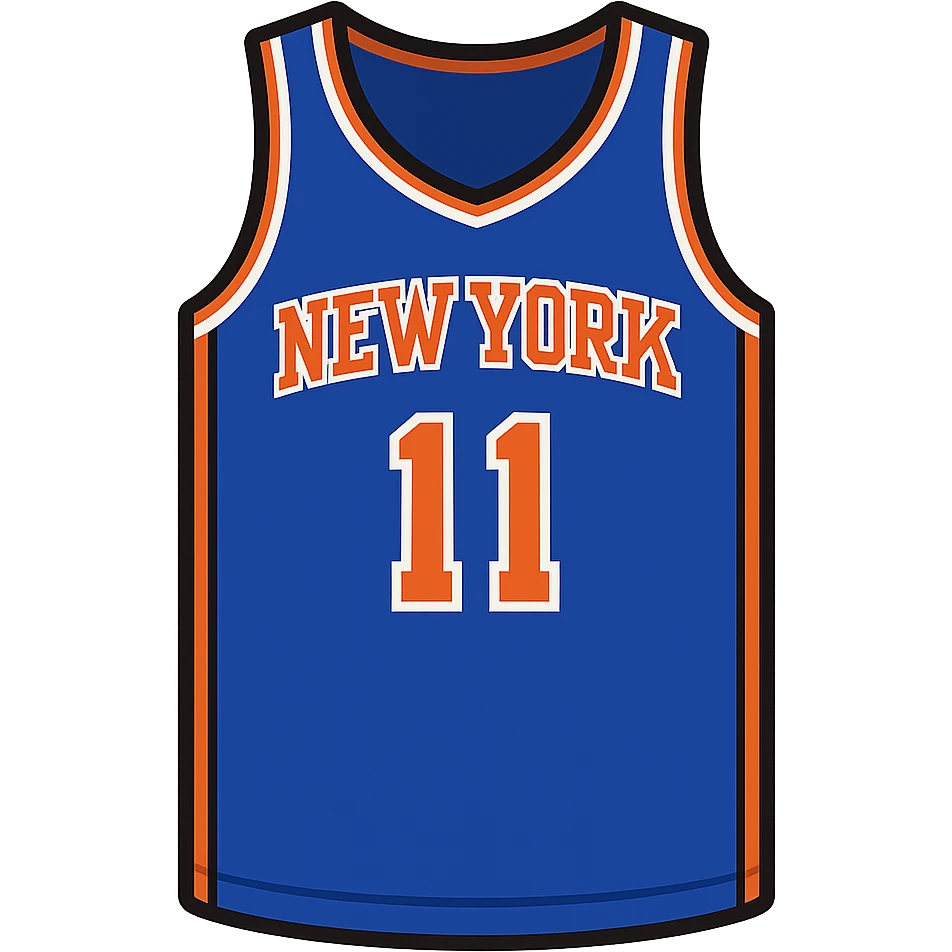 flat toon style new york knicks basketball jersey featuring the number 11 emoji